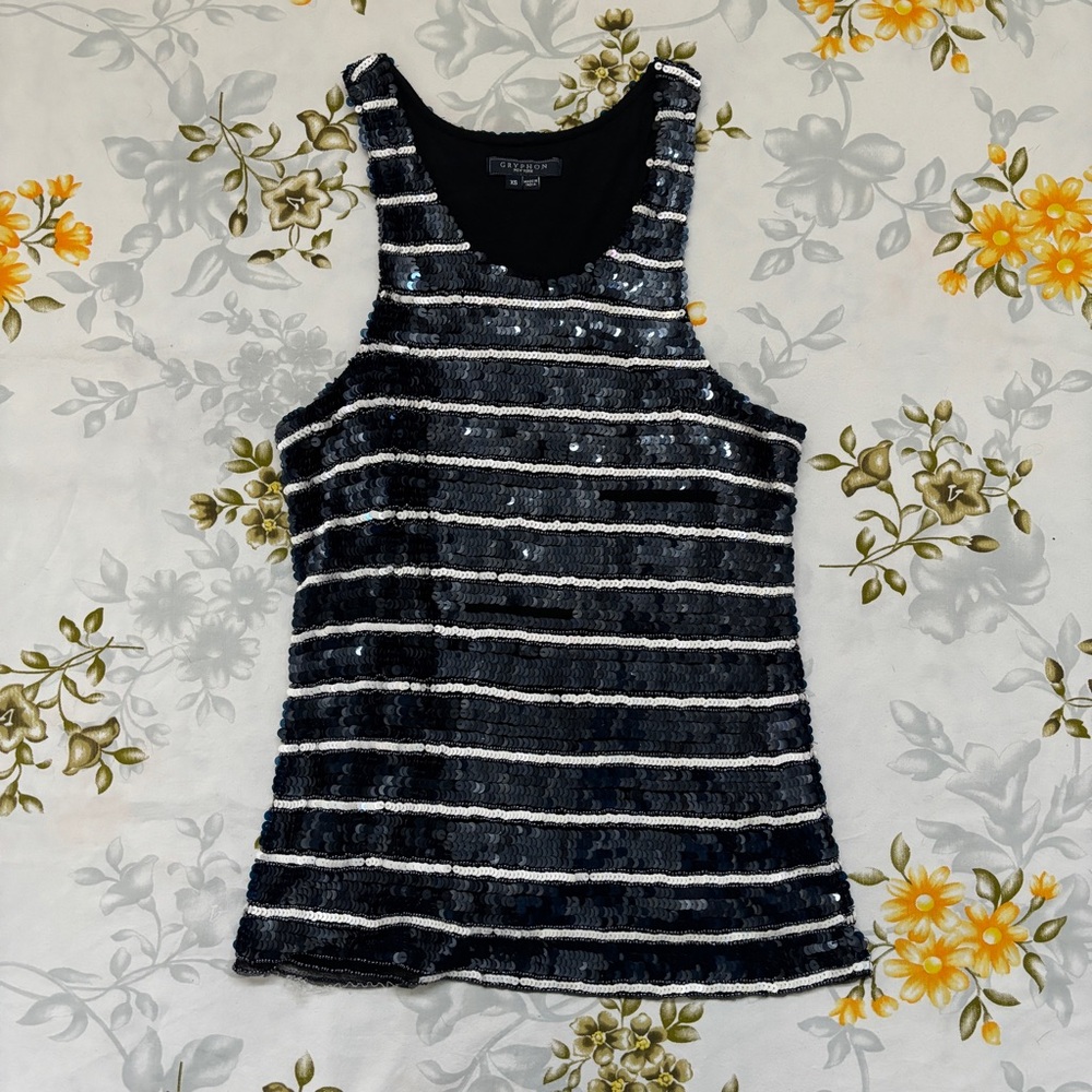 Gryphon Size XS Sailor Stripe Sequin Tank